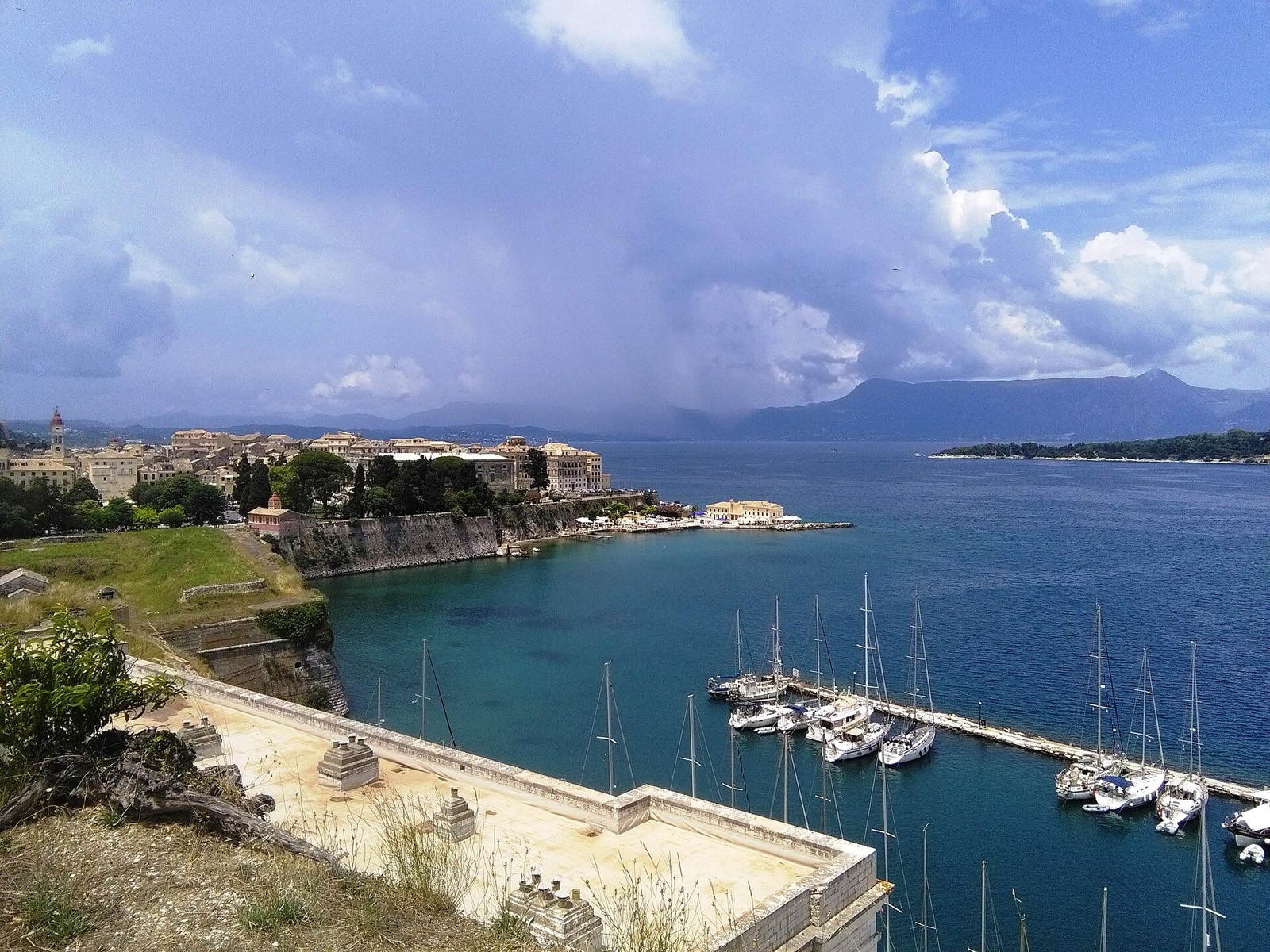 View from the Old Fortress over Mandraki harbour and the Old Town